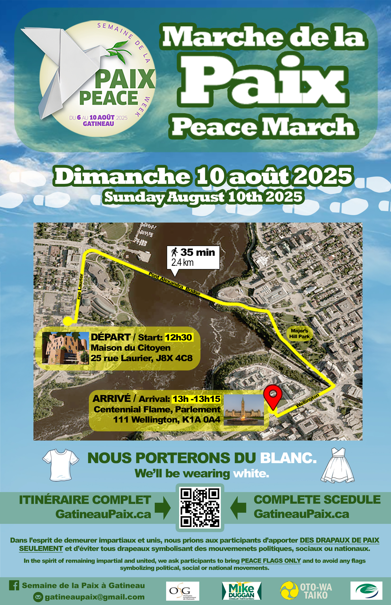 Affiche de la Marche pour la paix - 10 août
